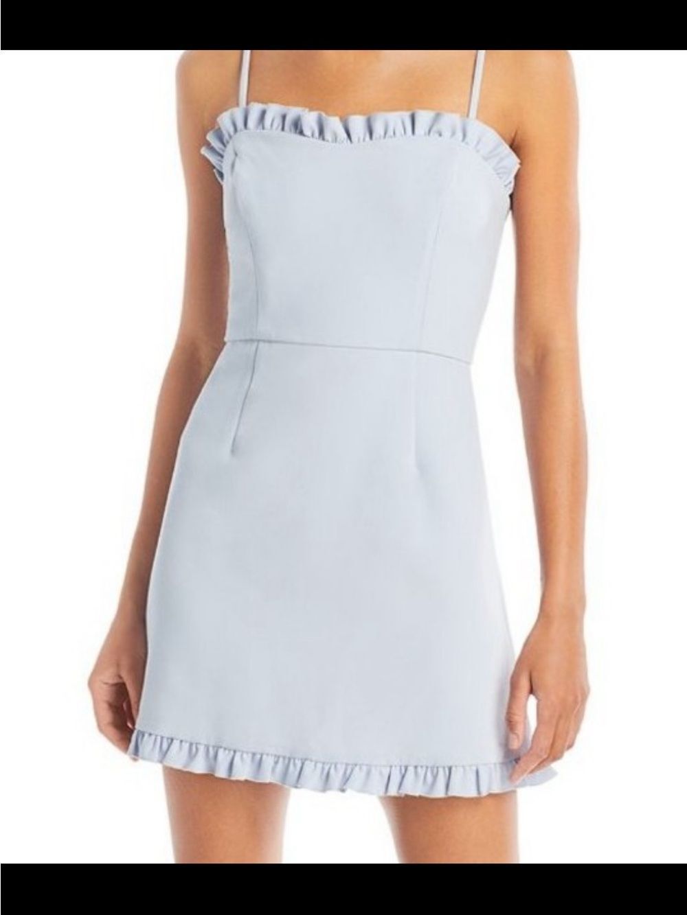 French Connection Light Blue Ruffle Trim Mini Dress
